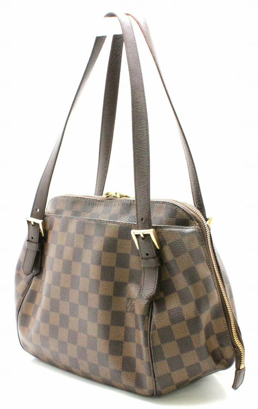 Louis Vuitton Damier Tote Handbag Belem Shoulder Bag Brown